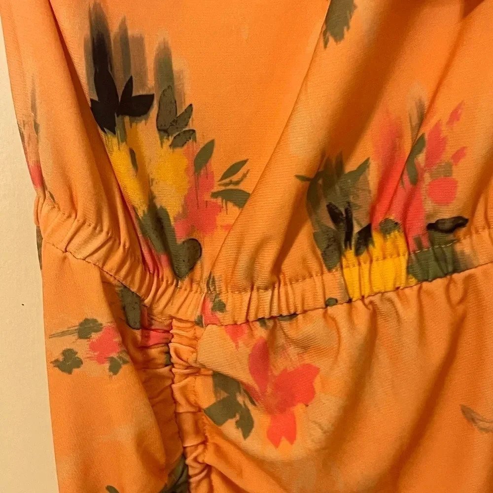 Steve Madden Matte Jersey Floral flattering one shoulder midi dress. Size XL - Picture 13 of 17